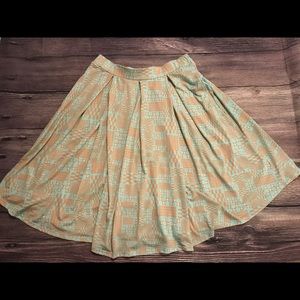 LuLaRoe Madison green & tangerine skirt size large